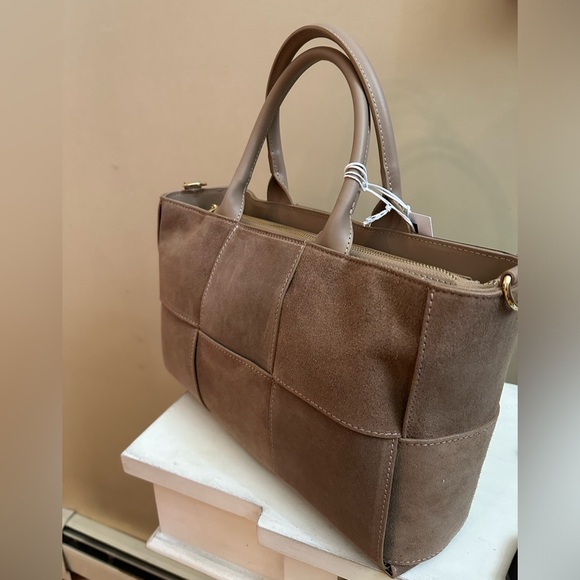 Suede Woven Tote Bag By ISADORA - Picture 2 of 6